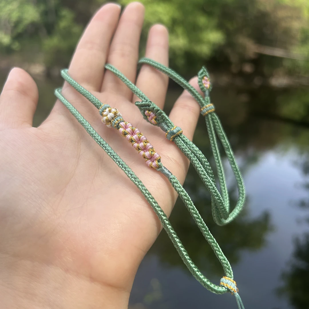 纯手工八股重工高货绳桃花吊坠绳可调节百搭精美款绳子挂绳项链绳