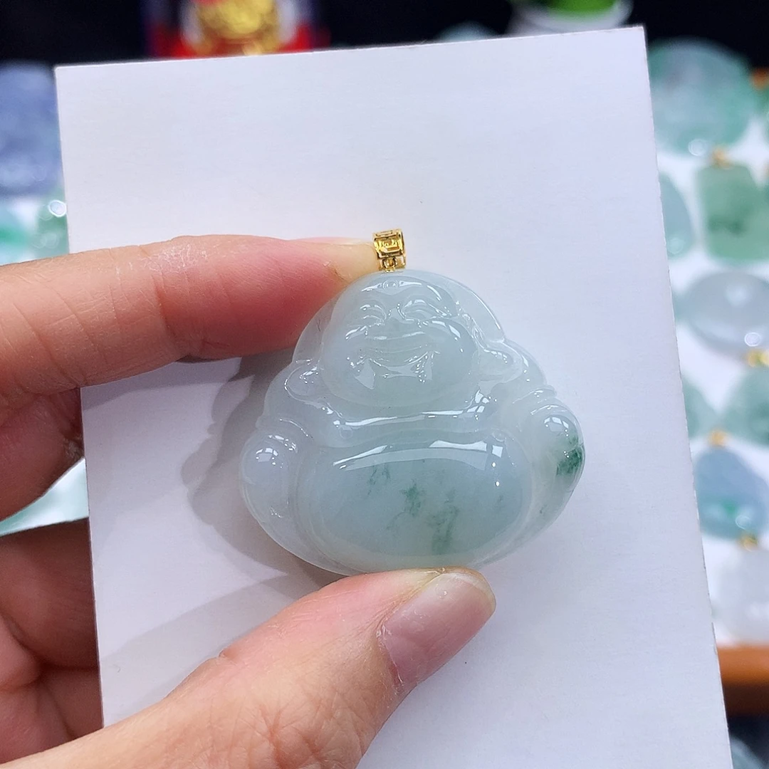 翡翠18K金镶嵌颈饰翡翠吊坠