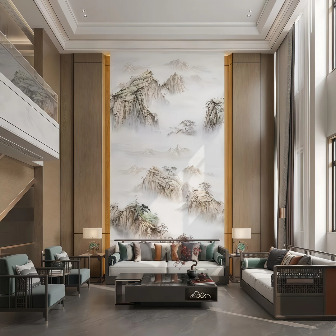800x2600x9现代新中式风格岩板背景适用于客厅沙发电视等场景