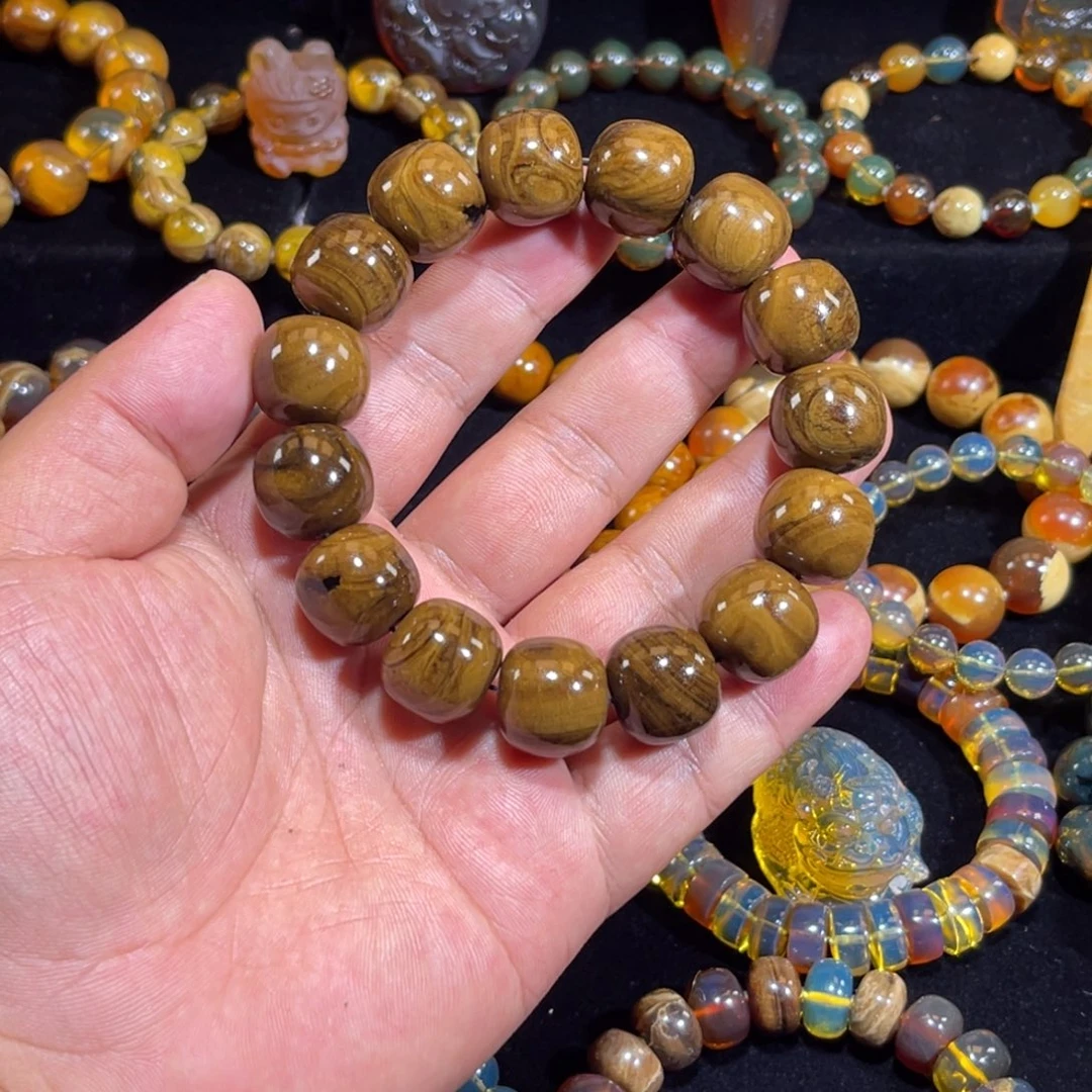 琥珀未镶嵌手链45克根珀大老型