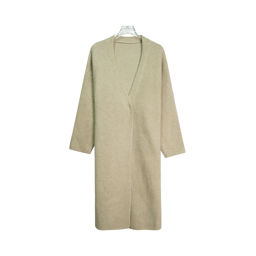 X23143【上新】软糯宽松慵懒风气质韩系外搭时尚长款杏色毛衣外套3Q