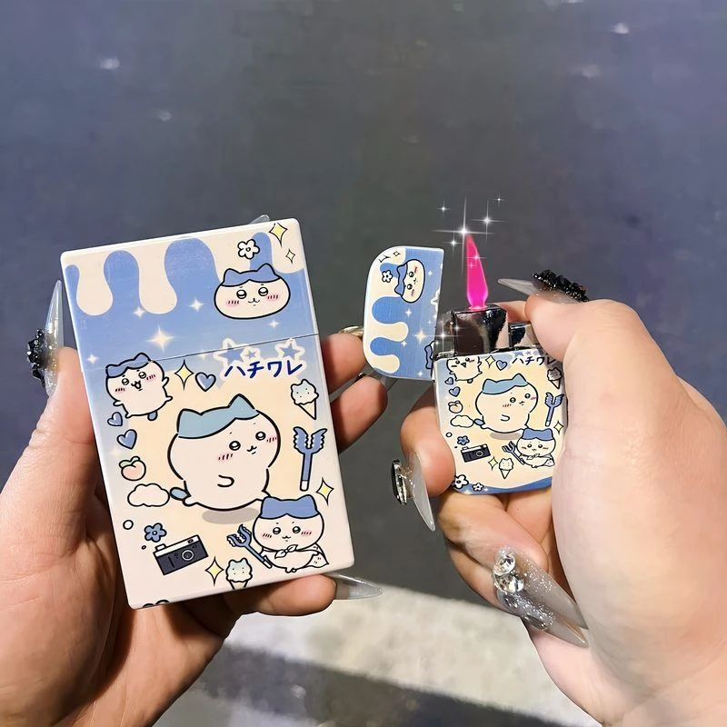 chiikawa吉伊卡哇乌萨奇小八卡通可爱烟盒防风粉焰打火机朋友礼