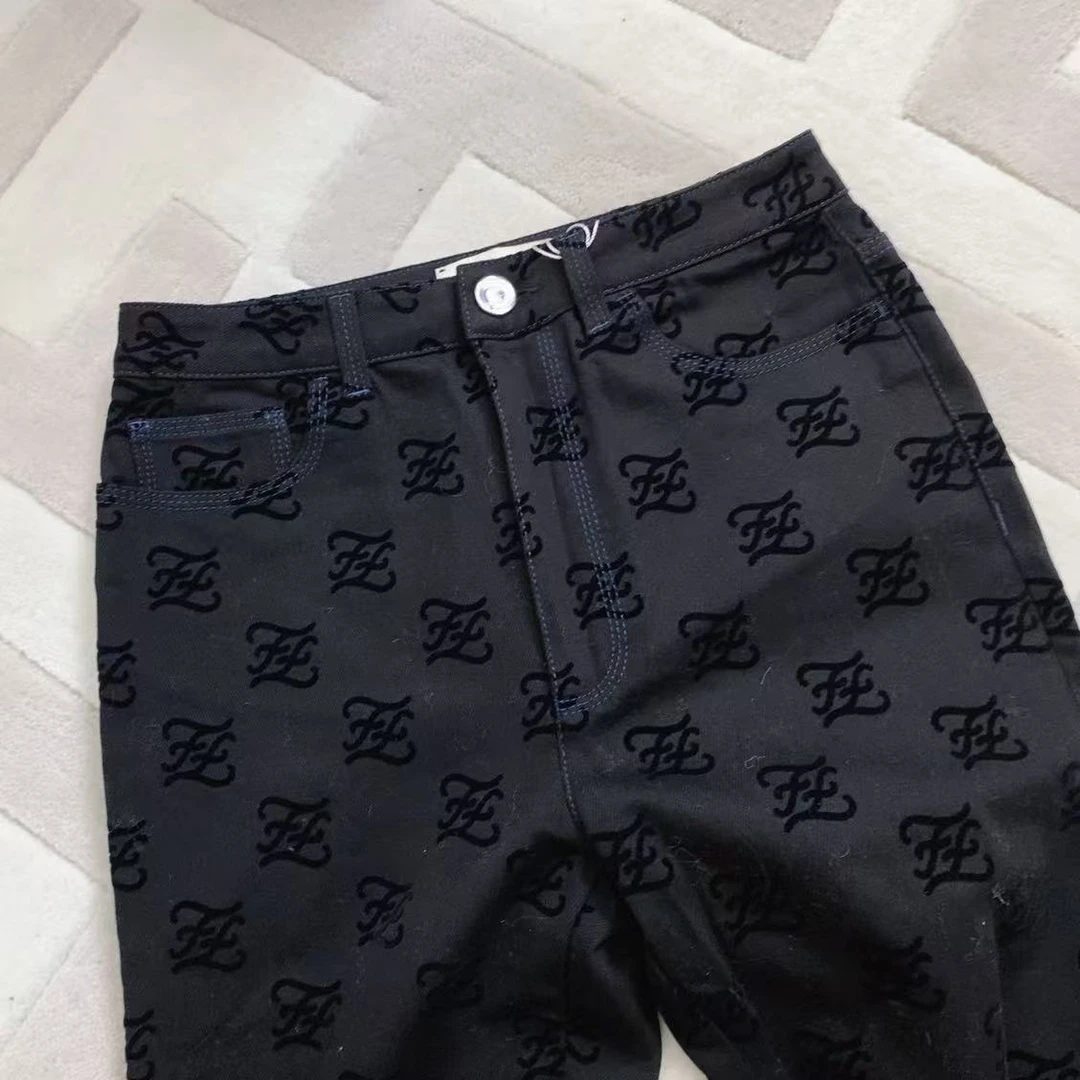 95新 FENDI/芬迪 麦殿/黑色刺绣长裤40码/241228VZZWS44