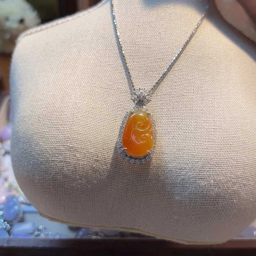 翡翠银S925镶嵌吊坠(不含链)