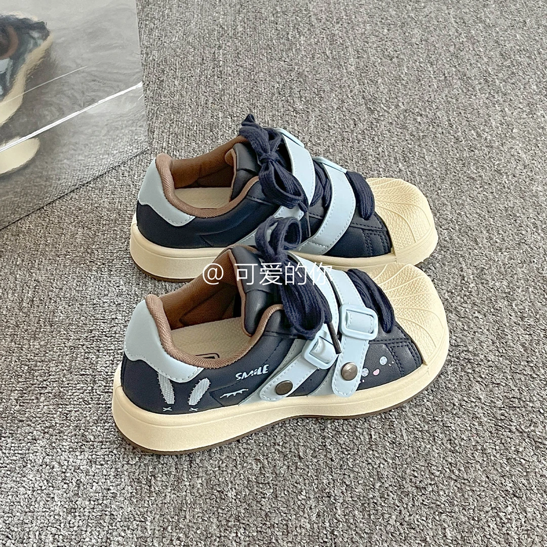 贝壳头板鞋女款爆款2025新款秋季休闲鞋百搭小众面包鞋厚底小白鞋