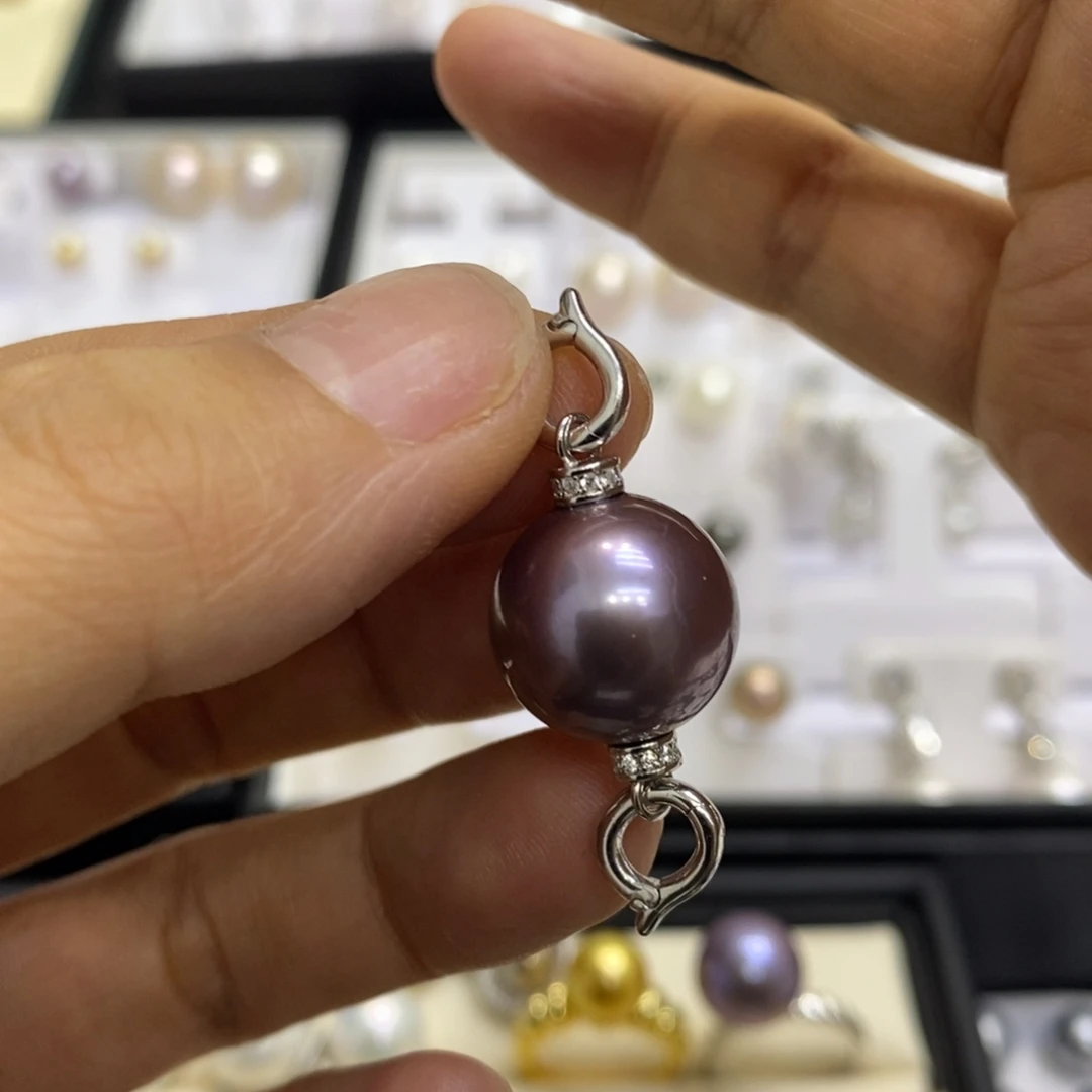 吊坠(不含链)淡水珍珠银S925镶嵌