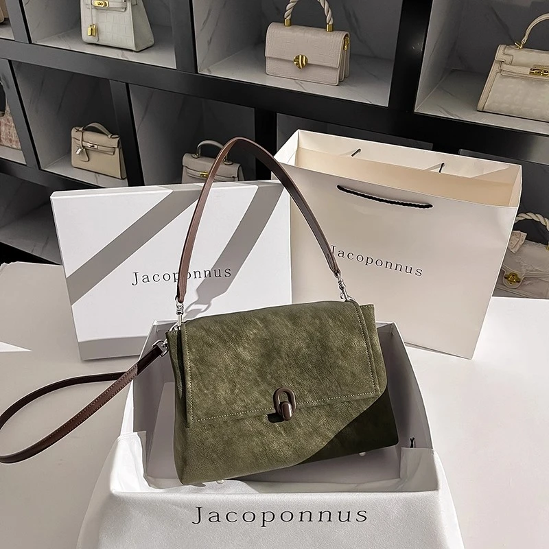 真皮墨绿色托特包大容量女2025新款高级感轻奢小众百搭通勤小个子