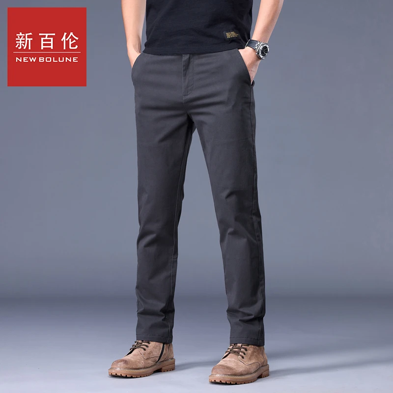 新百伦休闲裤男高端四面弹力修身直筒商务长裤春夏中年商务休闲裤