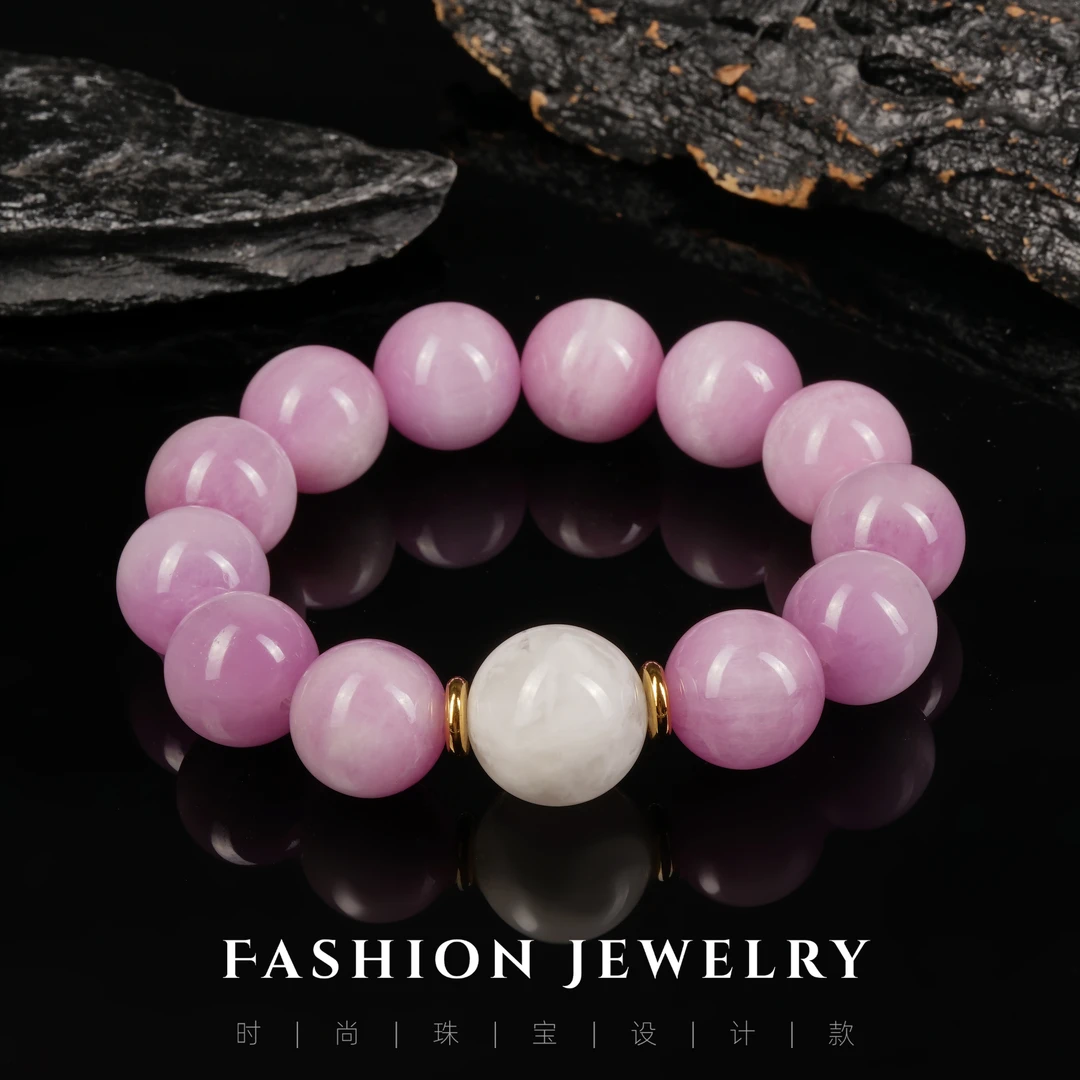 【紫润】天然紫锂辉白幽灵原创DIY手串柔润显气质款