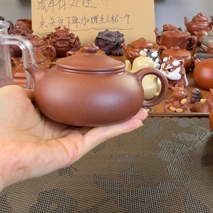 紫砂茶壶紫泥全手寒江200毫升