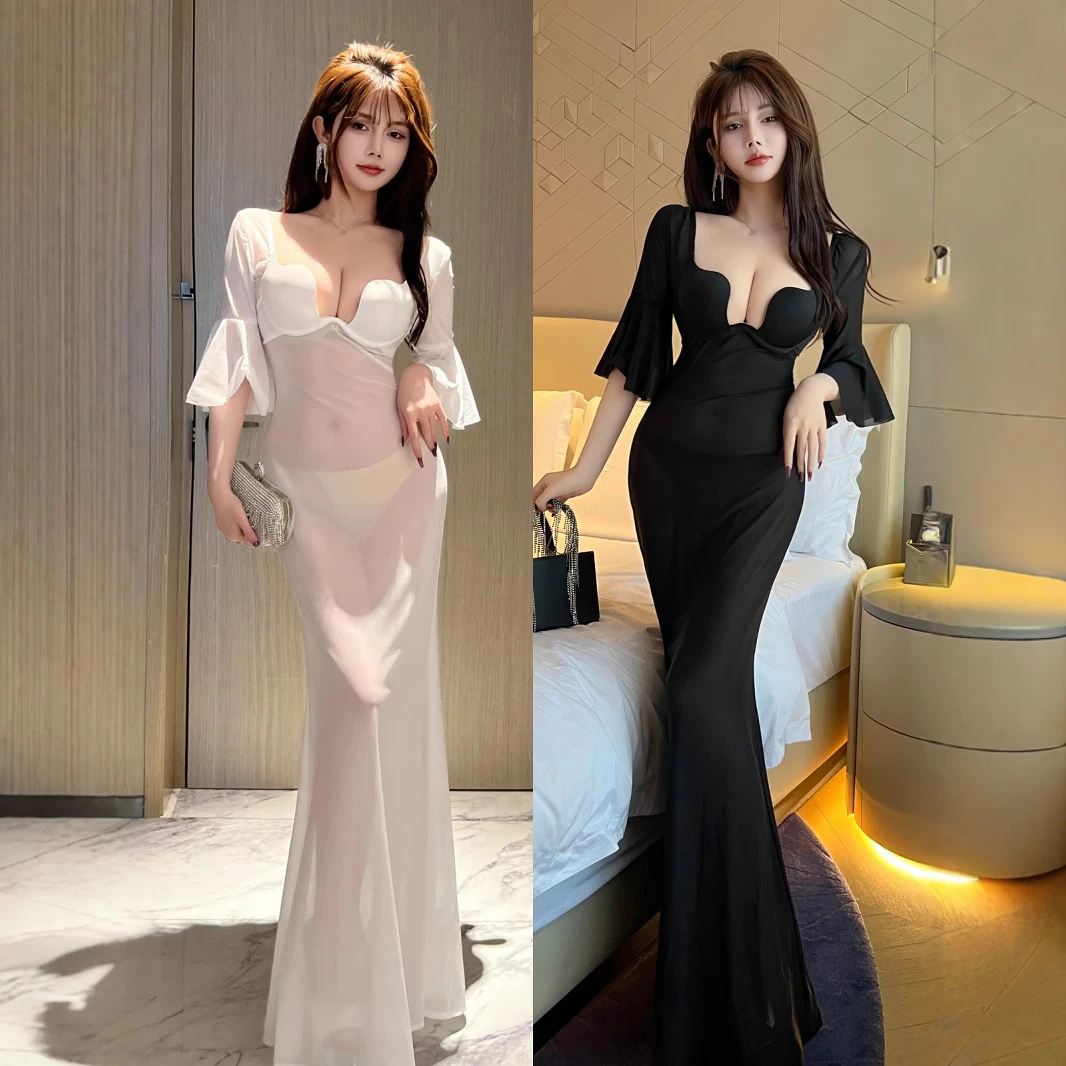 性感晚礼服夜场KTV上班长裙夜店女装桑拿按摩技师工作服气质显瘦