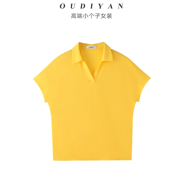 OUDIYAN | 小个子高端女装 夏季新款套头翻领Polo衫休闲短袖T恤