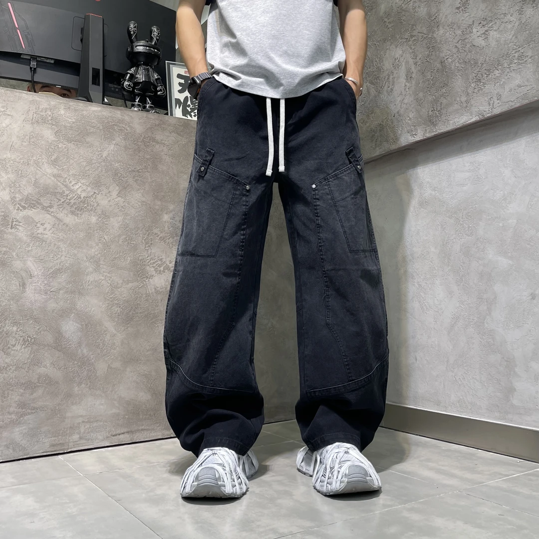 2025复古长裤美式弯刀工装裤潮流水洗脏脏裤休闲百搭宽松秋季新品