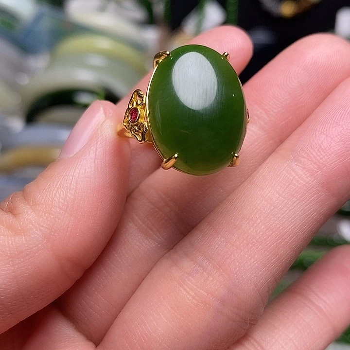 和田玉银S925镶嵌戒指