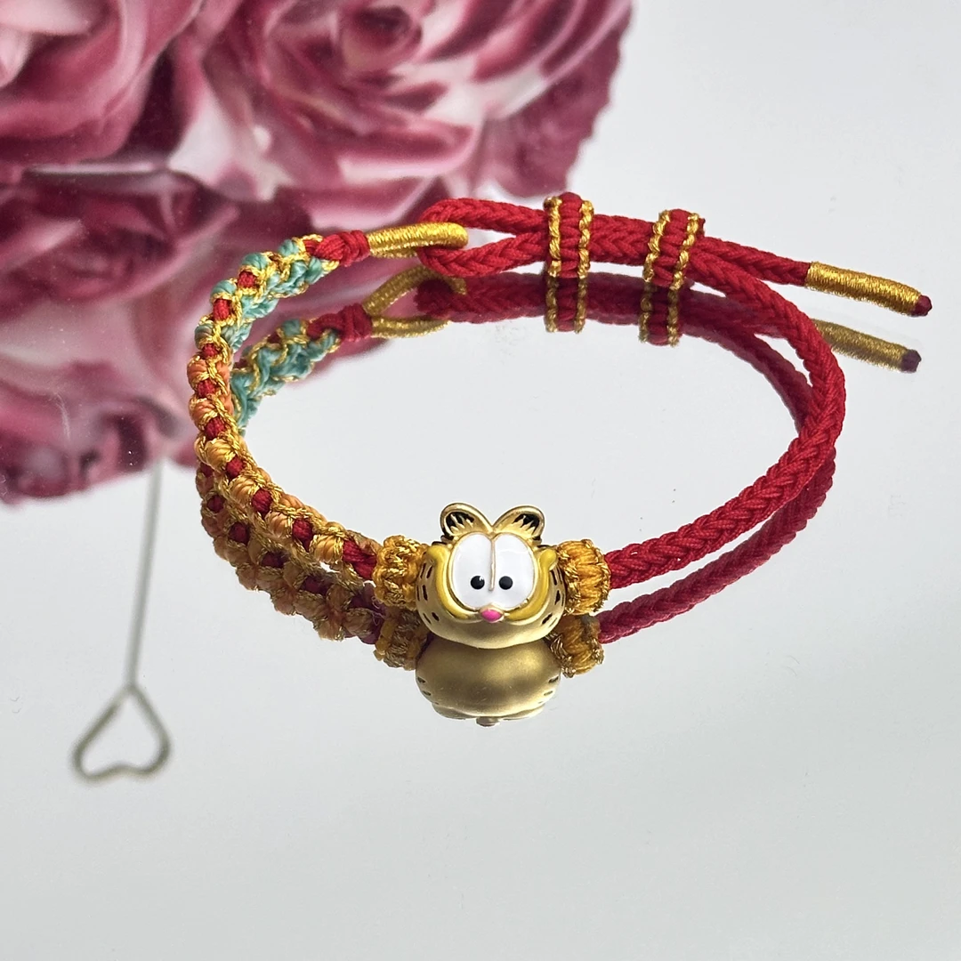 足金999加菲猫玩偶手串黄金可爱卡通手串送女友足金手串