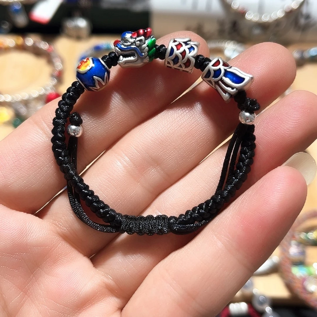 吊坠足银珐琅手工编织的手串