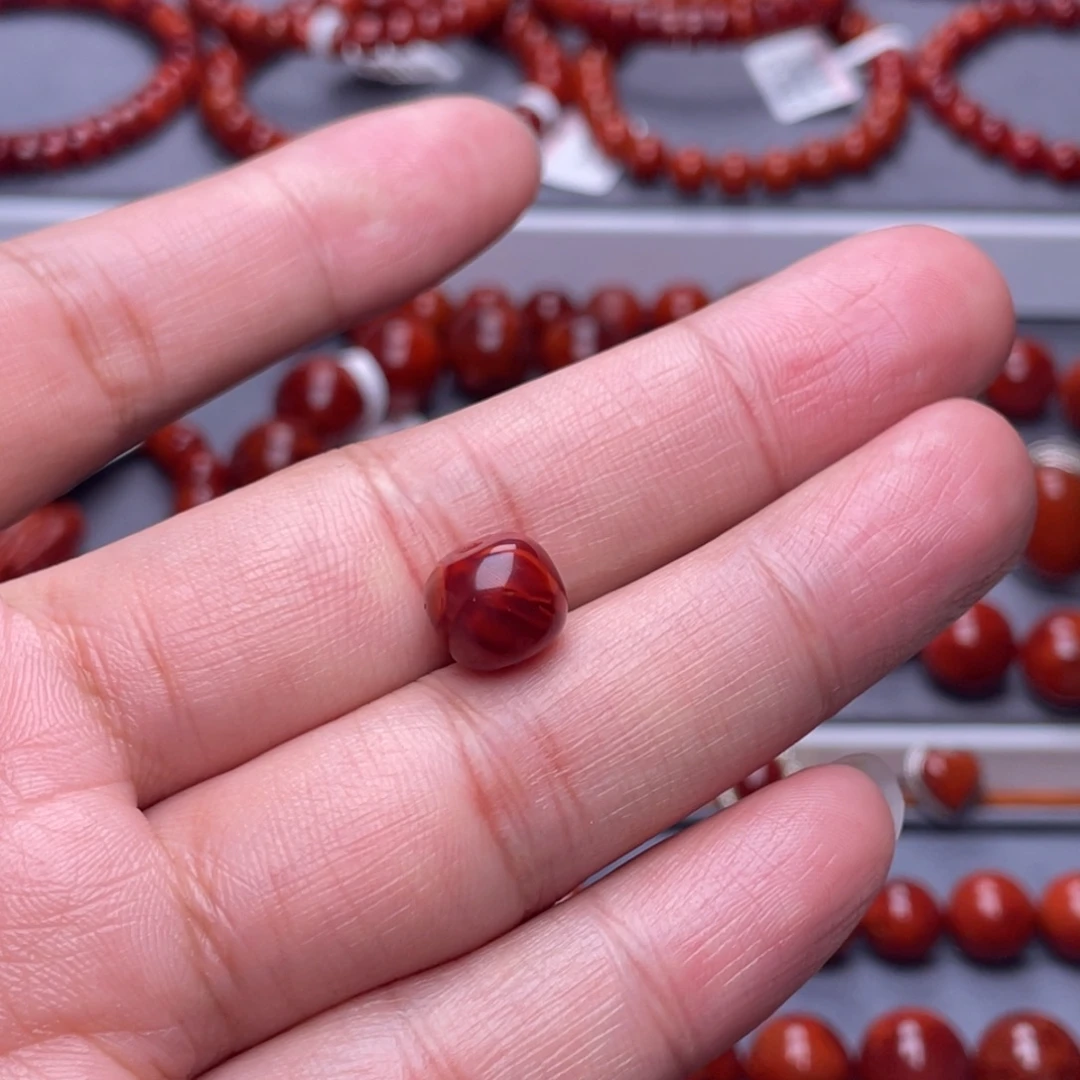 炎***枫南红玛瑙未镶嵌配珠10mm瓦西火焰纹老型单珠