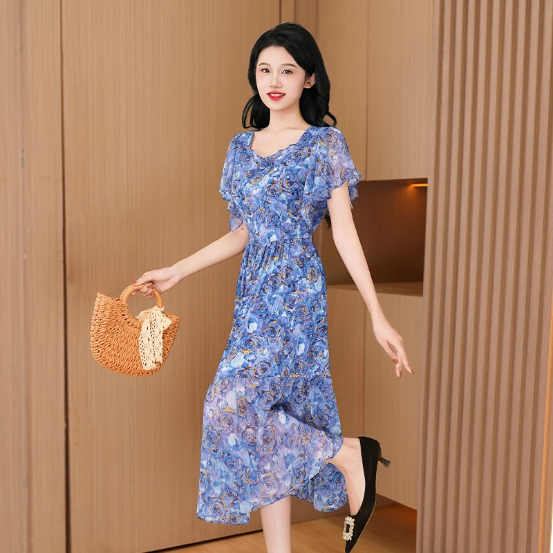 优雅新款气质时尚大气减龄休闲收腰显瘦连衣裙26209-ASJ