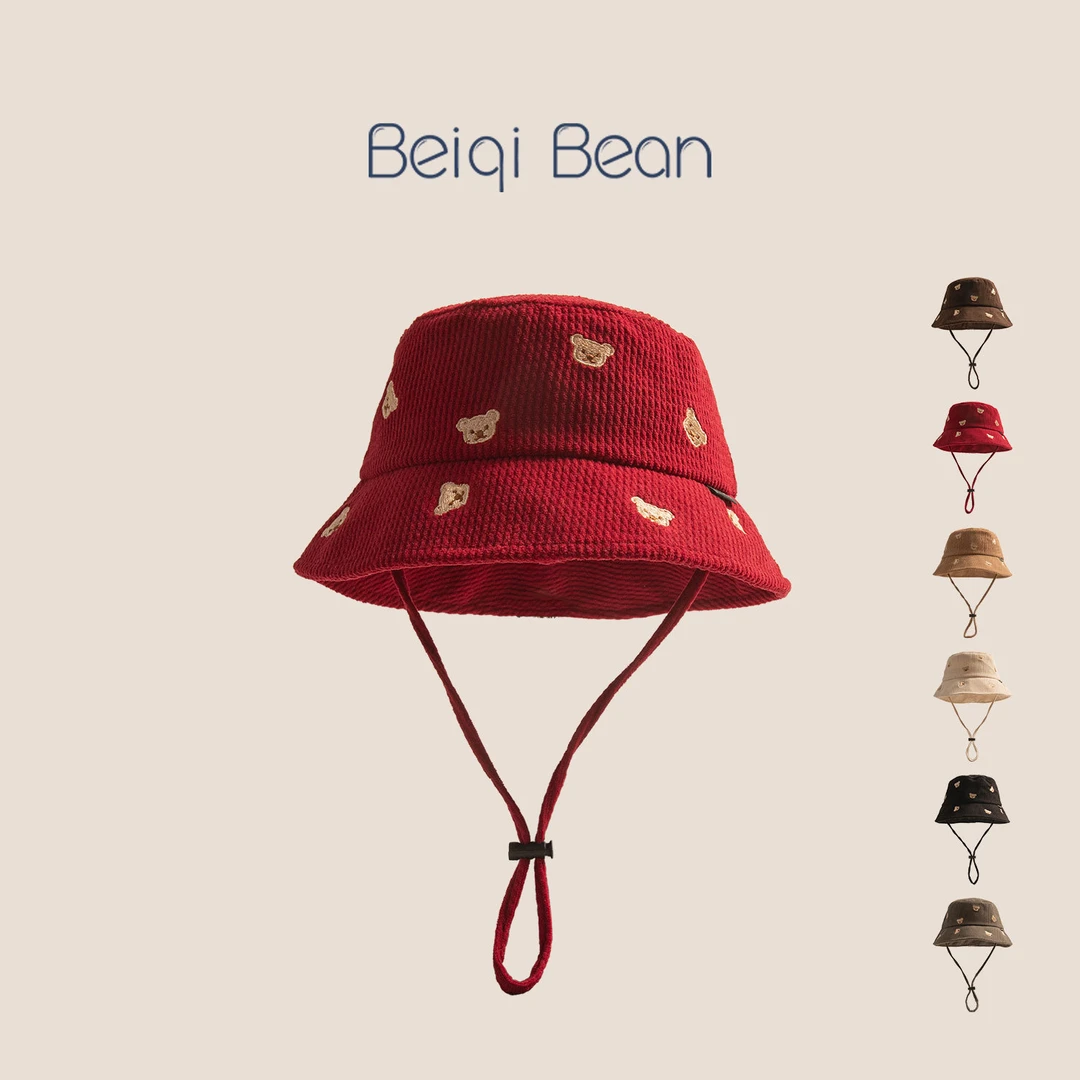 红色虎头帽婴儿护耳帽冬天保暖儿童帽子秋冬时尚渔夫帽男盆帽潮