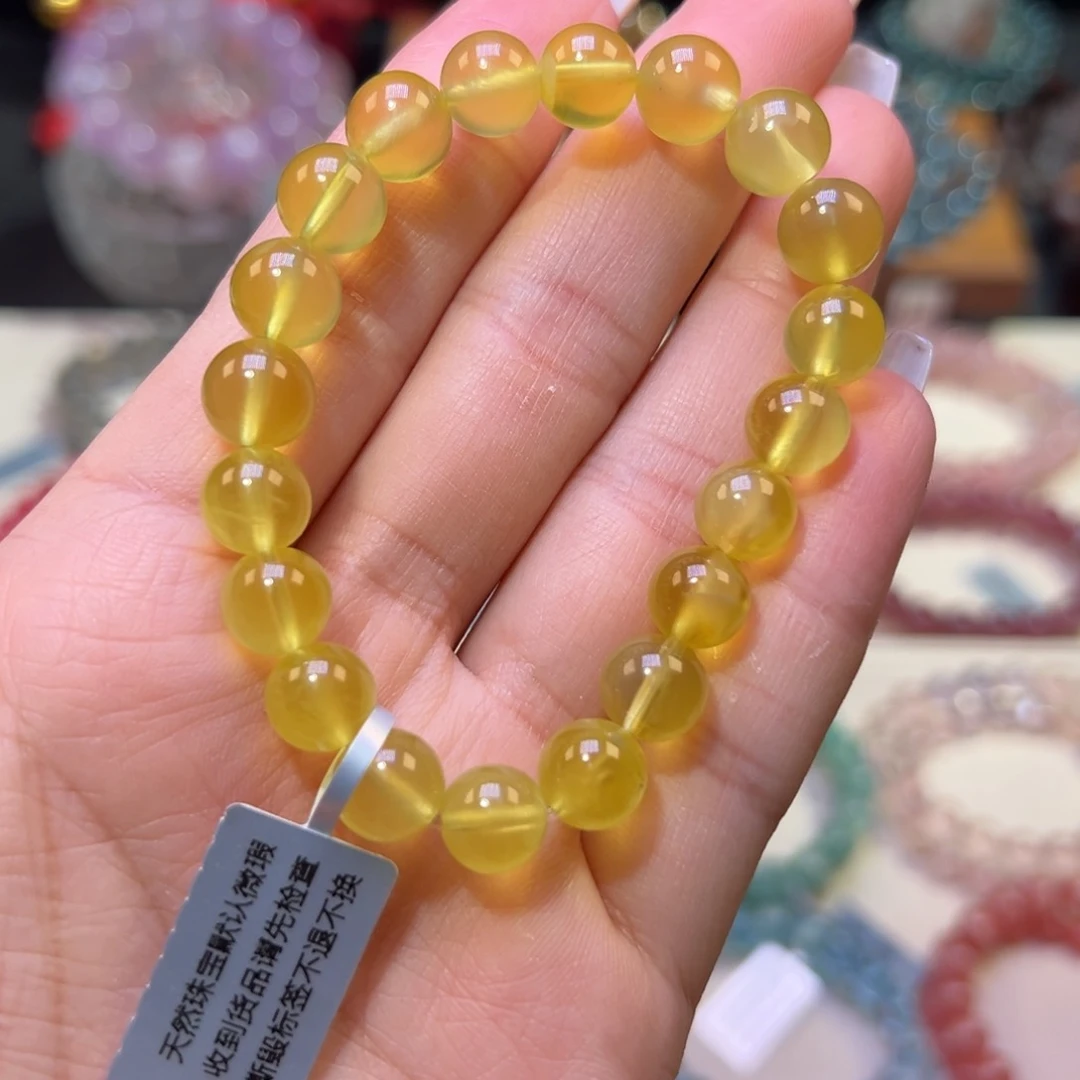 葡萄石未镶嵌手串收藏级冰种金葡萄石9.2mm