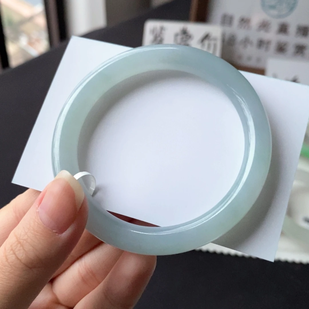 翡翠未镶嵌手镯冰蓝55.3