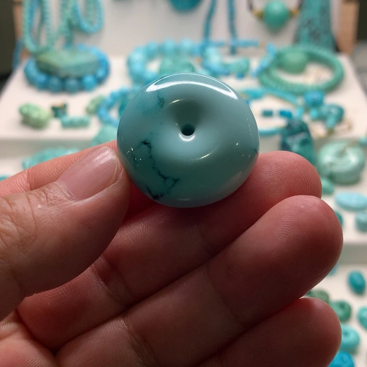 绿松石未镶嵌水草纹平安扣