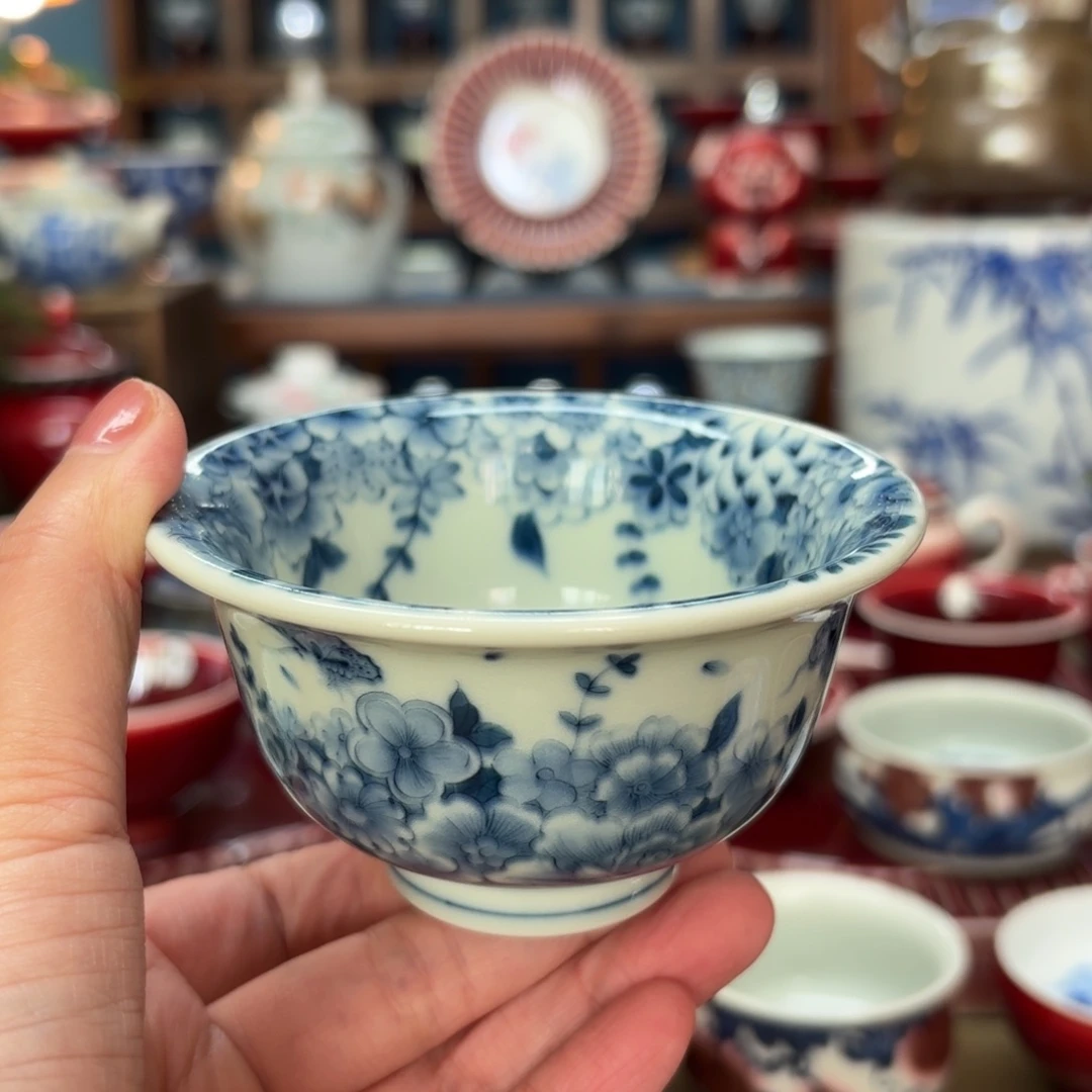 闻轩坊柴窑 万花压手杯