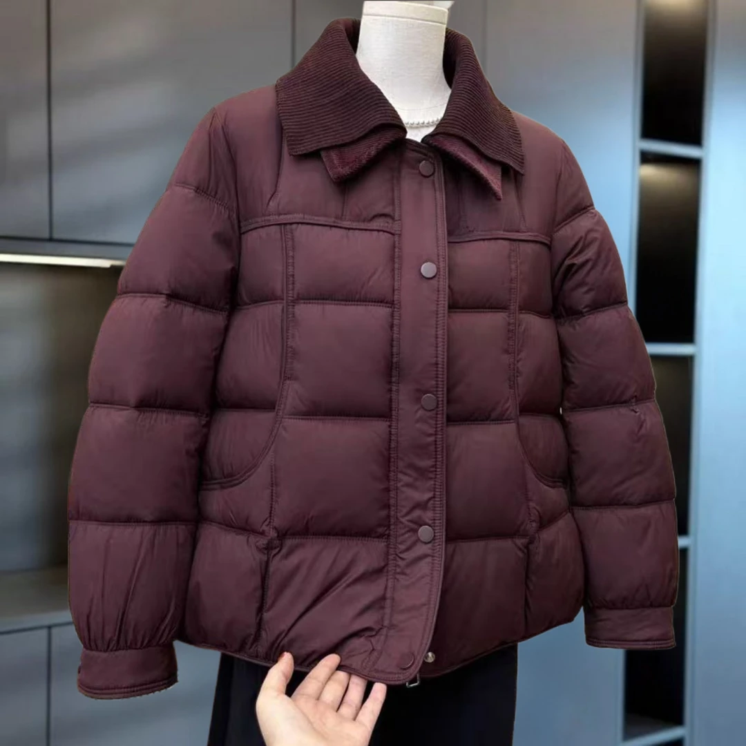 复古灯芯绒领短款服女装冬季小众设计感保暖面包服