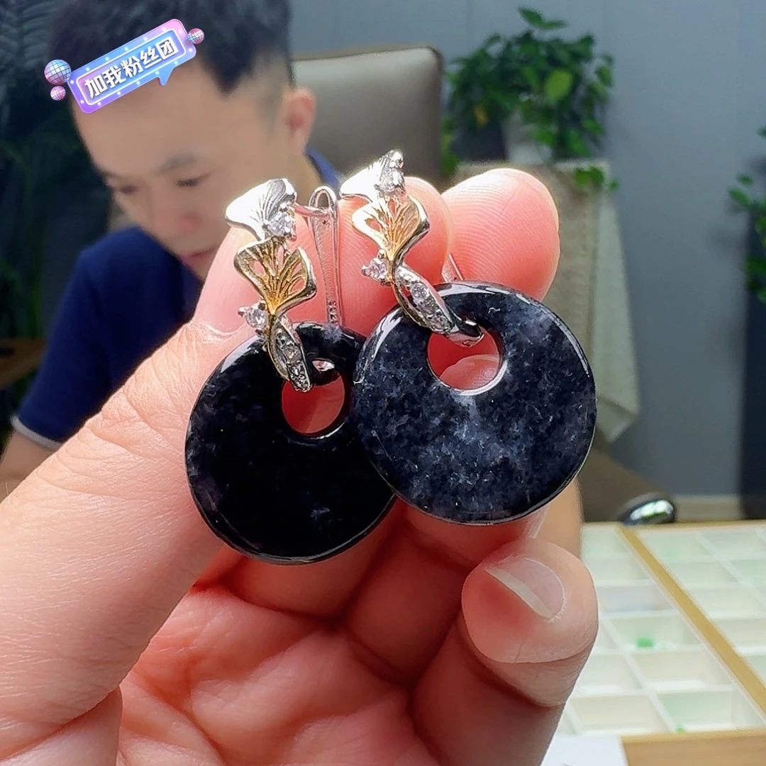 银S925镶嵌翡翠耳饰多样性发货其一