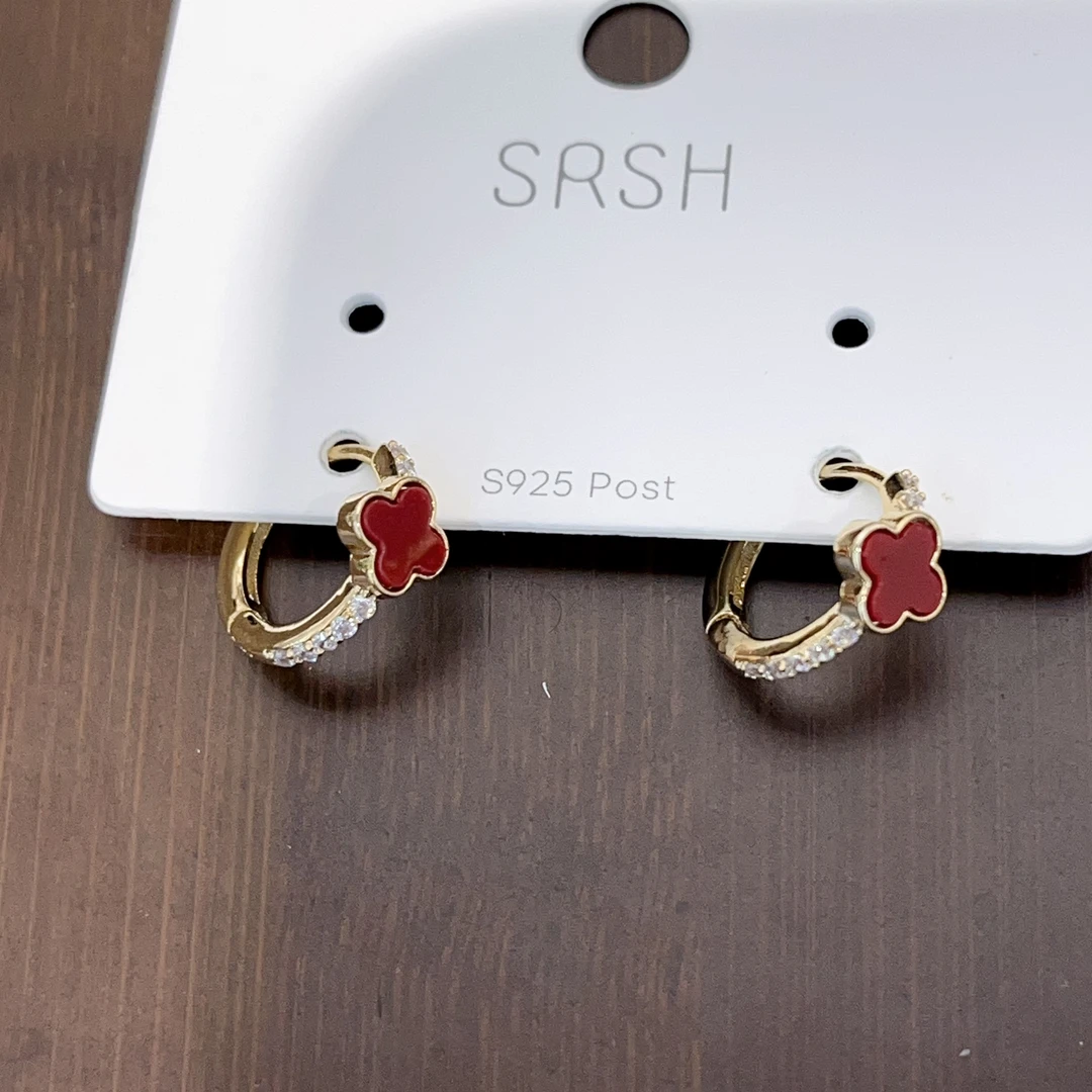 非金属亚克力耳饰 P745红色高级花花耳扣