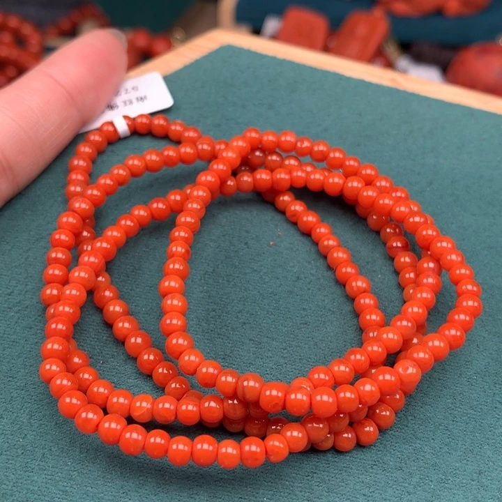 南红玛瑙柿子红苹果珠4+未镶嵌