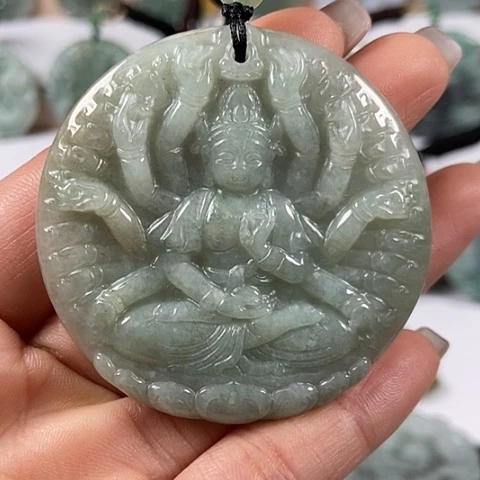 翡翠颈饰未镶嵌千手观音福利