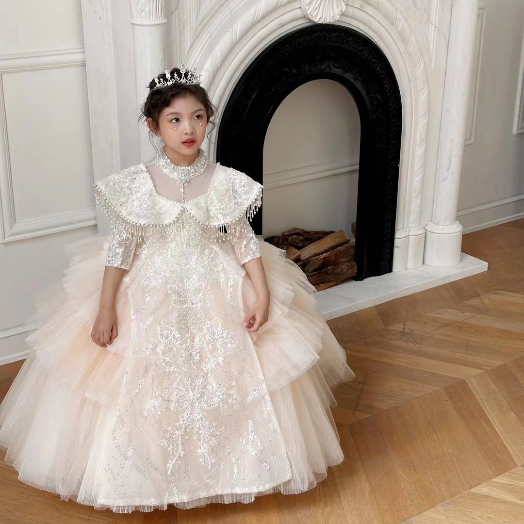 【富家千金】女童主持人晚礼服钢琴演出服儿童公主裙生日宴