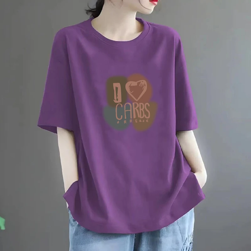 100%纯棉短袖T恤女夏季新爆款时尚洋气减龄百搭宽松显瘦遮肉上衣