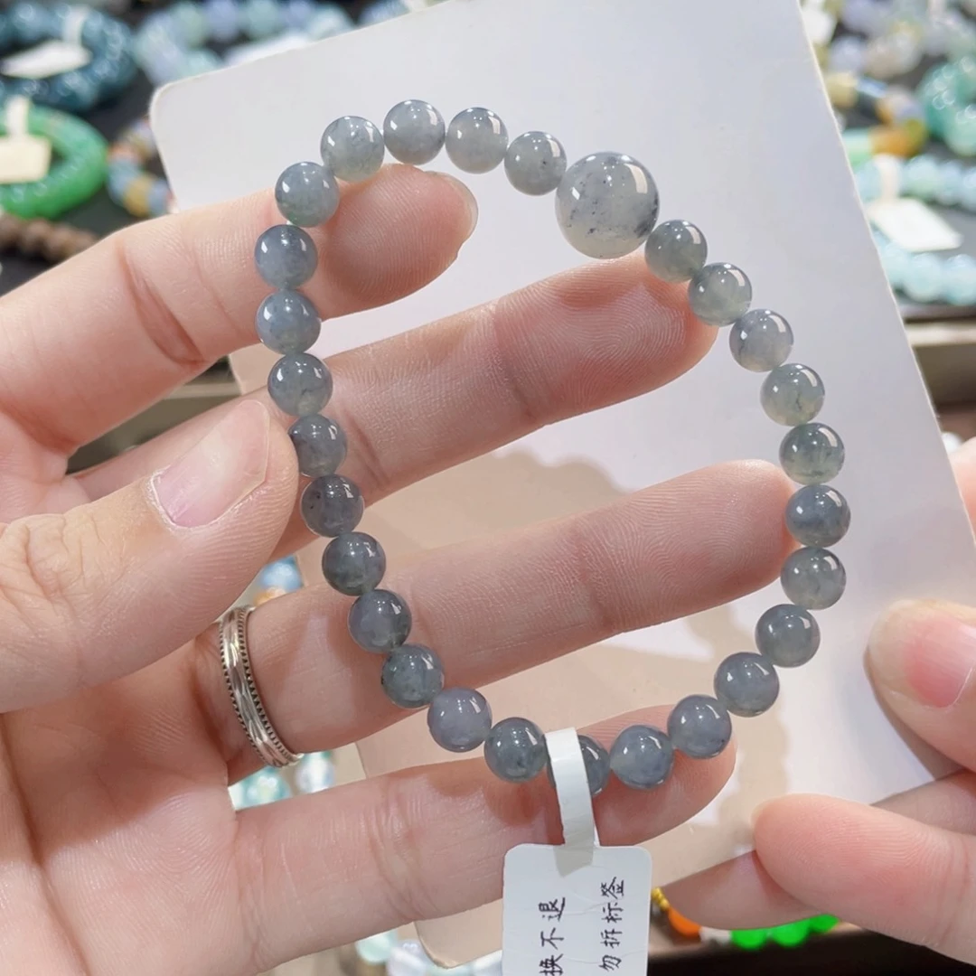 未镶嵌手链翡翠卡6.3冰胶乌鸡