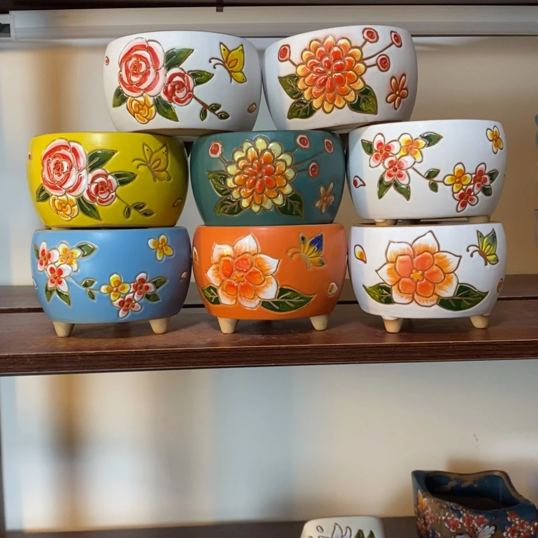 红陶韩式多肉植物花盆