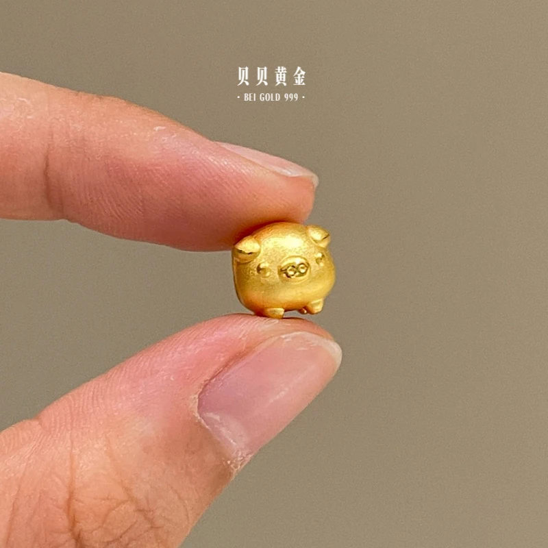 贝贝黄金 足金999 飞天小小猪 素金 转运珠 103