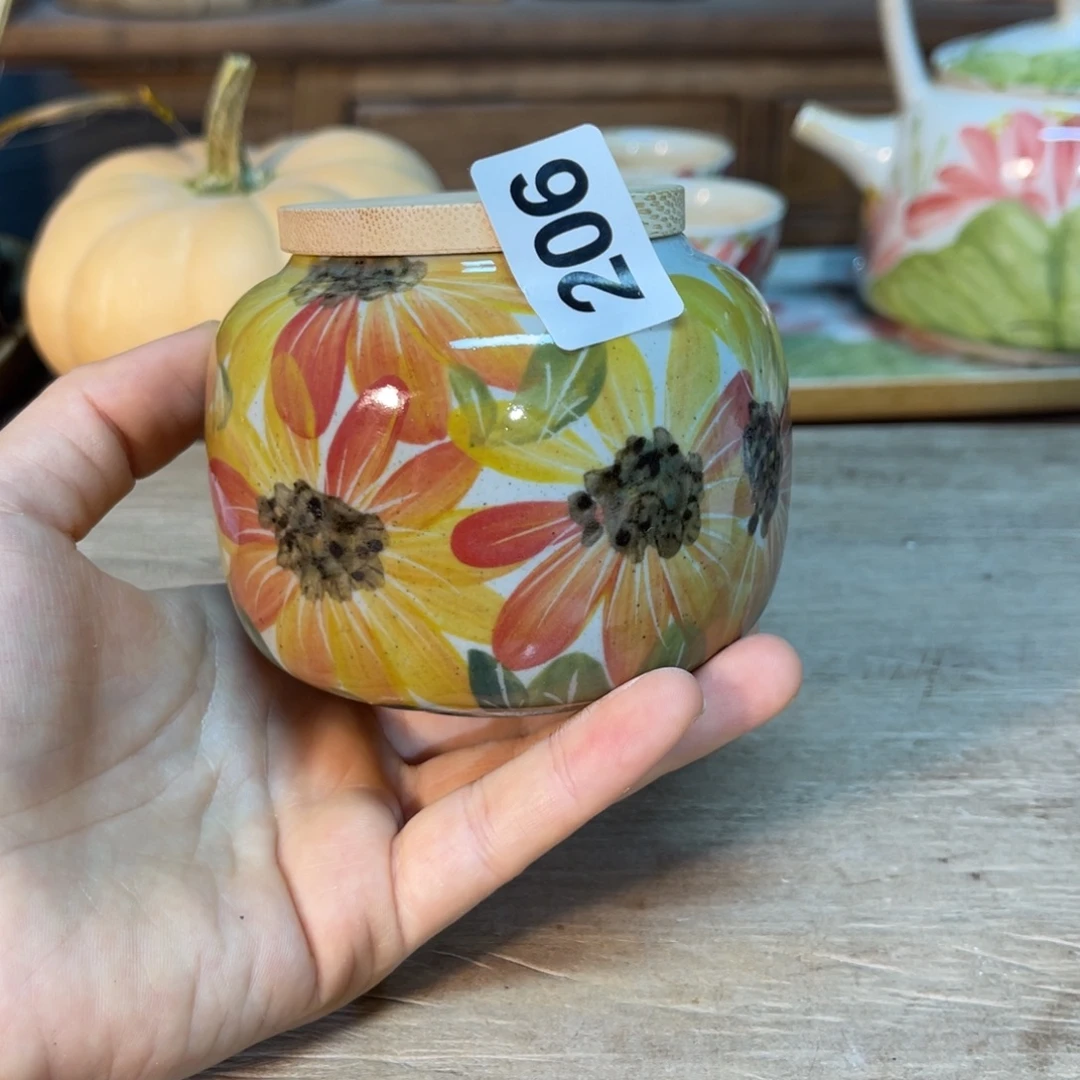 壶素浅陶瓷手工手绘