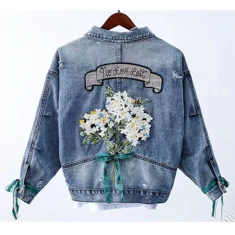 451-500春秋装潮流牛仔外套中长短款百搭时尚休闲修身百搭连帽