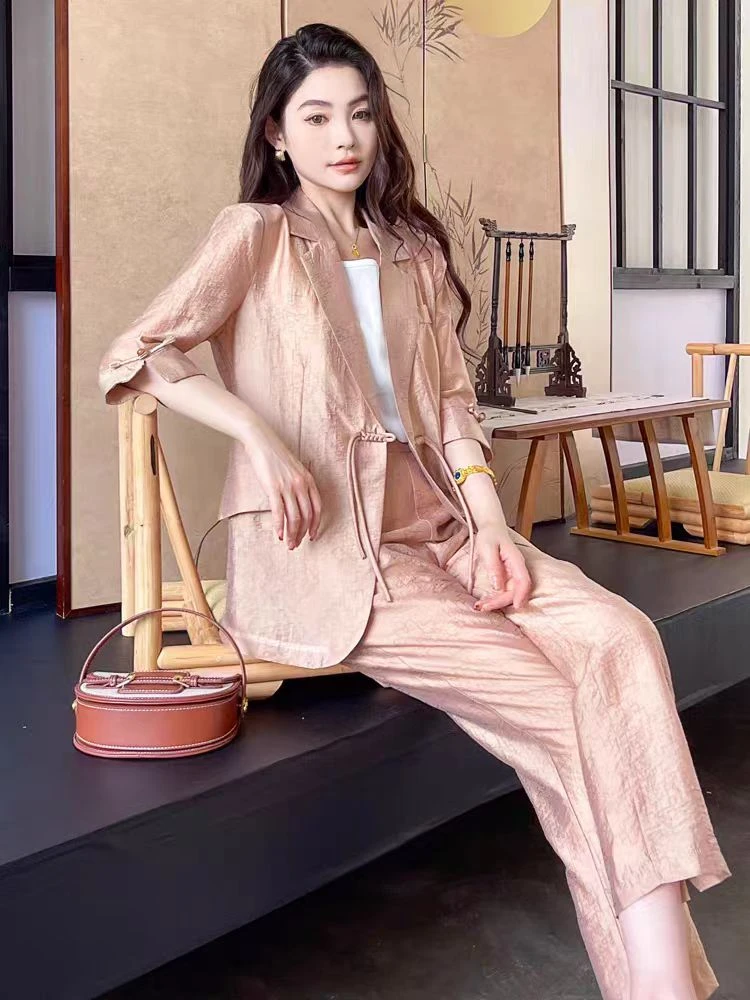 【F3520】职业洋气西装套装女春季薄时尚气质显瘦西服二件套