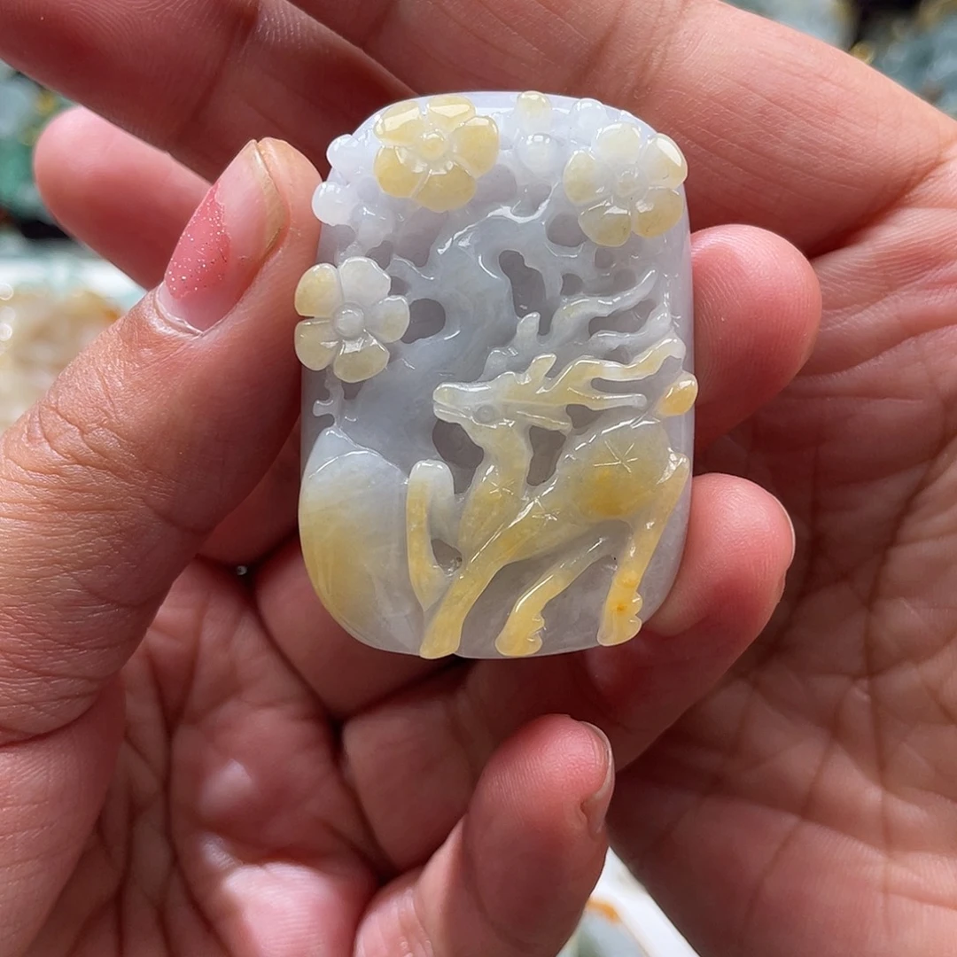 翡翠未镶嵌颈饰天**@翡玉缘翡翠