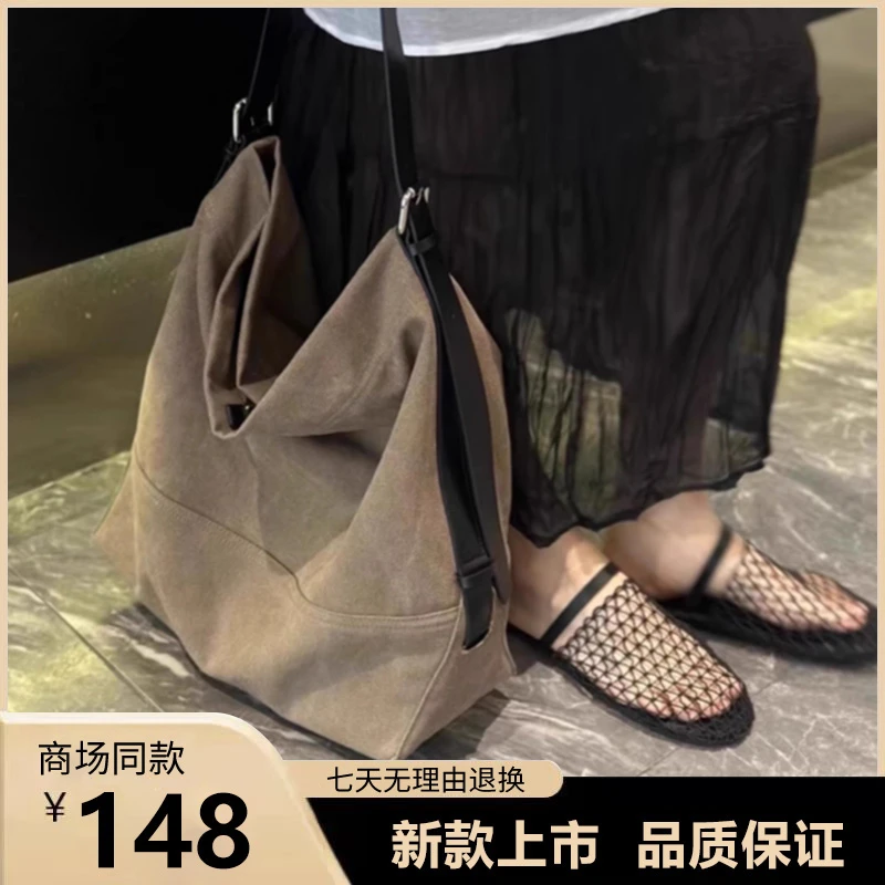 高级感做旧托特帆布包大容量松弛慵懒单肩斜挎通勤包休闲大包秋