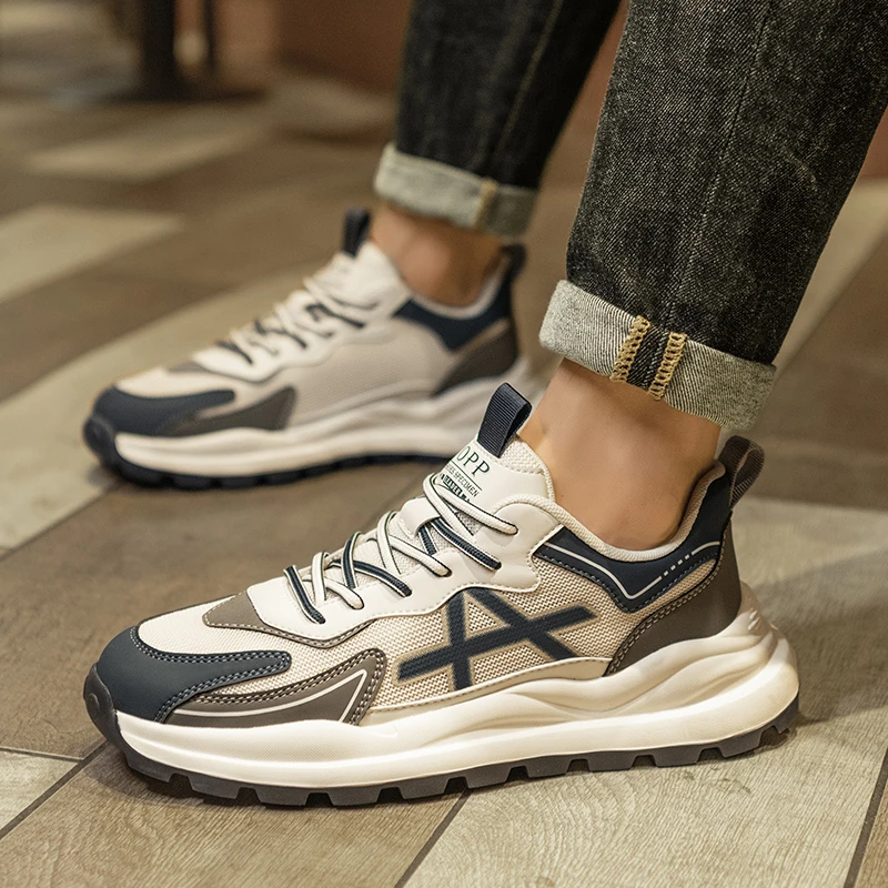 西域骆驼2025秋季新款透气网面潮流运动休闲鞋男士轻便厚底老爹鞋