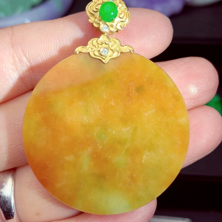 翡翠18K金镶嵌吊坠(不含链)