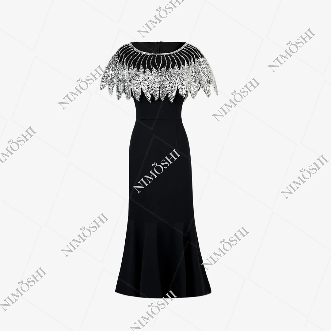 NIMðSHI【达妮】显瘦气质时尚轻奢黑色夏季名媛优雅连衣裙Q1326