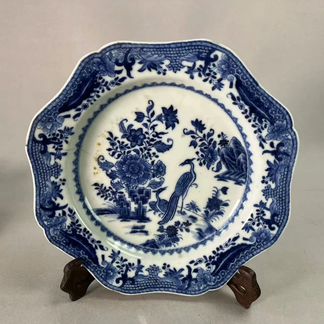 25071635清康熙青花花鸟纹赏盘 直径22.8cm A01723