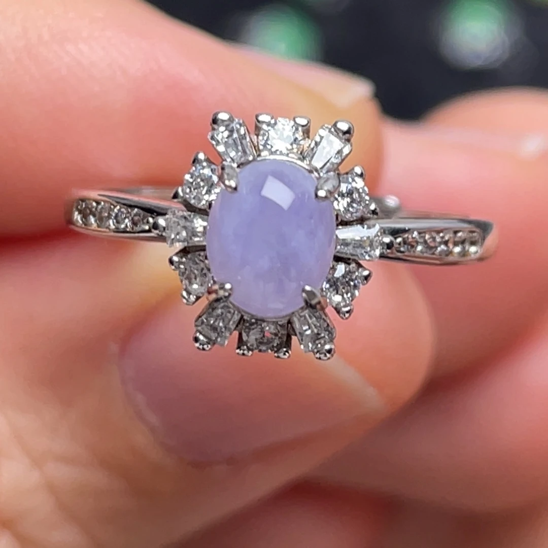 翡翠银S925镶嵌戒指纯天然缅甸翡翠A货