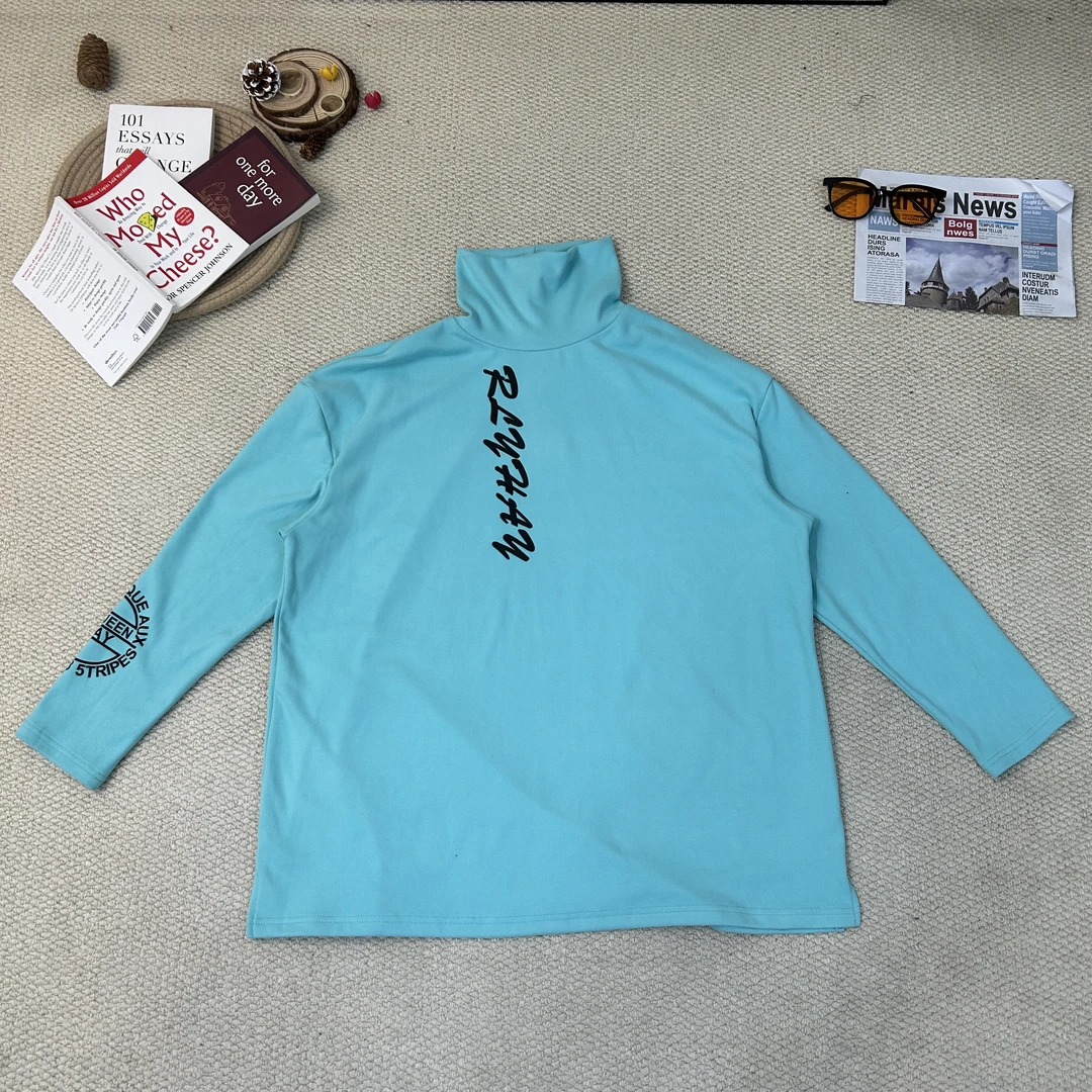 2025春季新款纯色半高领字母印花打底长袖T恤卫衣9062