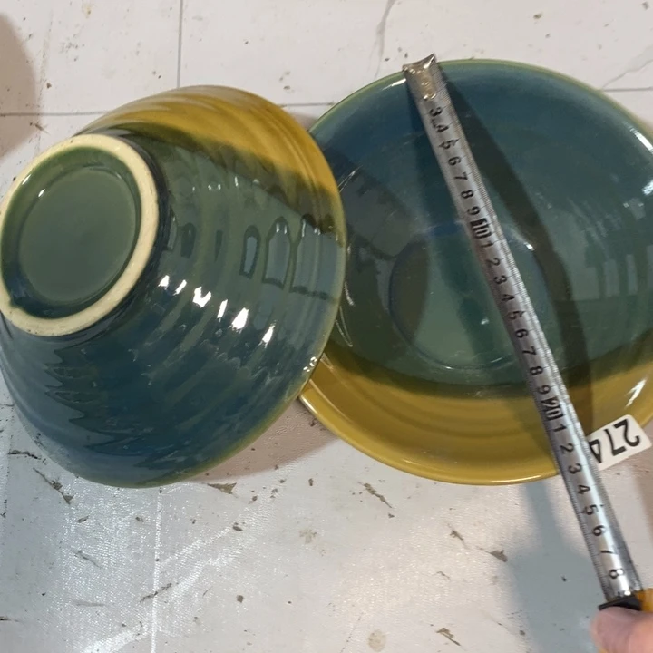 瓷片五厂三色斗笠大碗一对