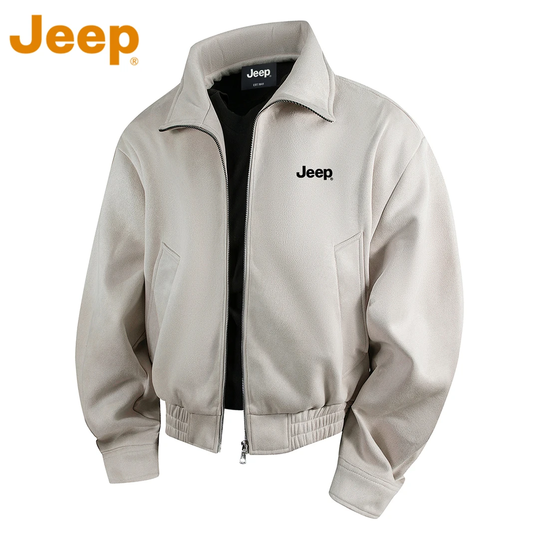 JEEP吉普美式潮牌翻领夹克男士春秋季轻奢休闲时尚百搭外套男上衣